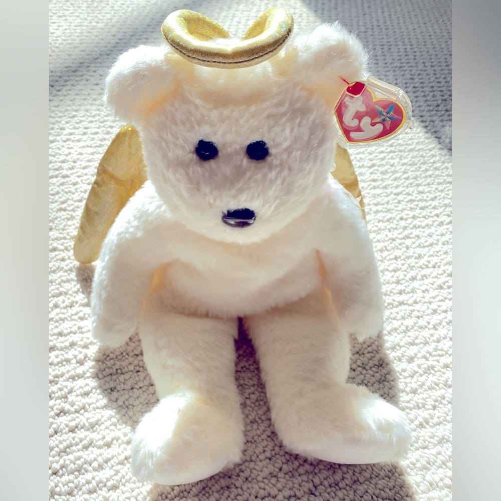 Vintage TY Beanie Buddy Halo II Angel Bear with Gold Wings 2000 New with tag